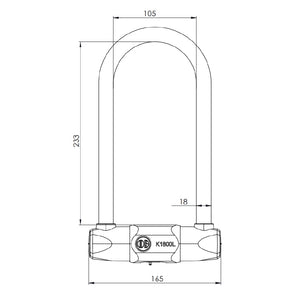 CANDADO U LOCK ODIS BIKE K1800L 18X233MM